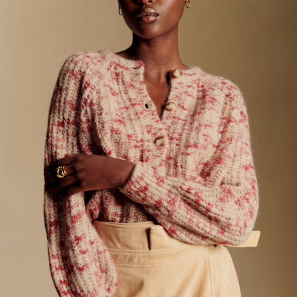 Sezane Emile Pink and Cream Sweater XS